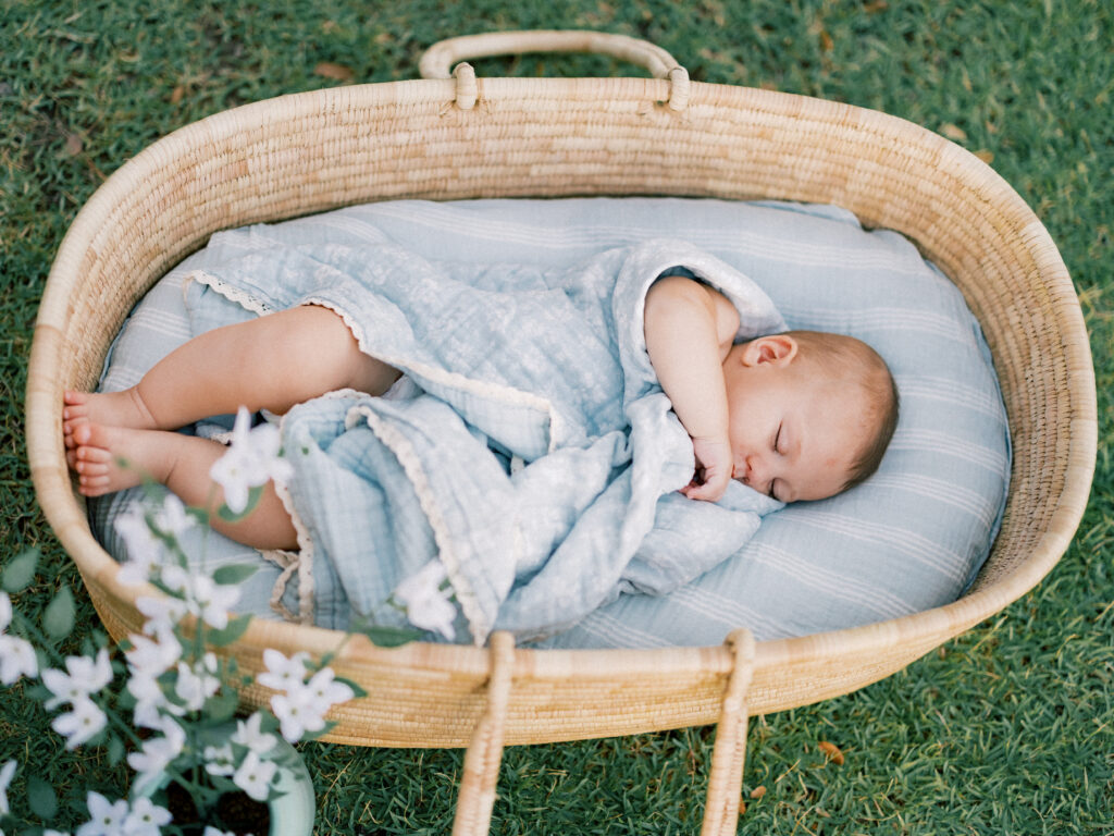 Baby basket photos sleeping baby