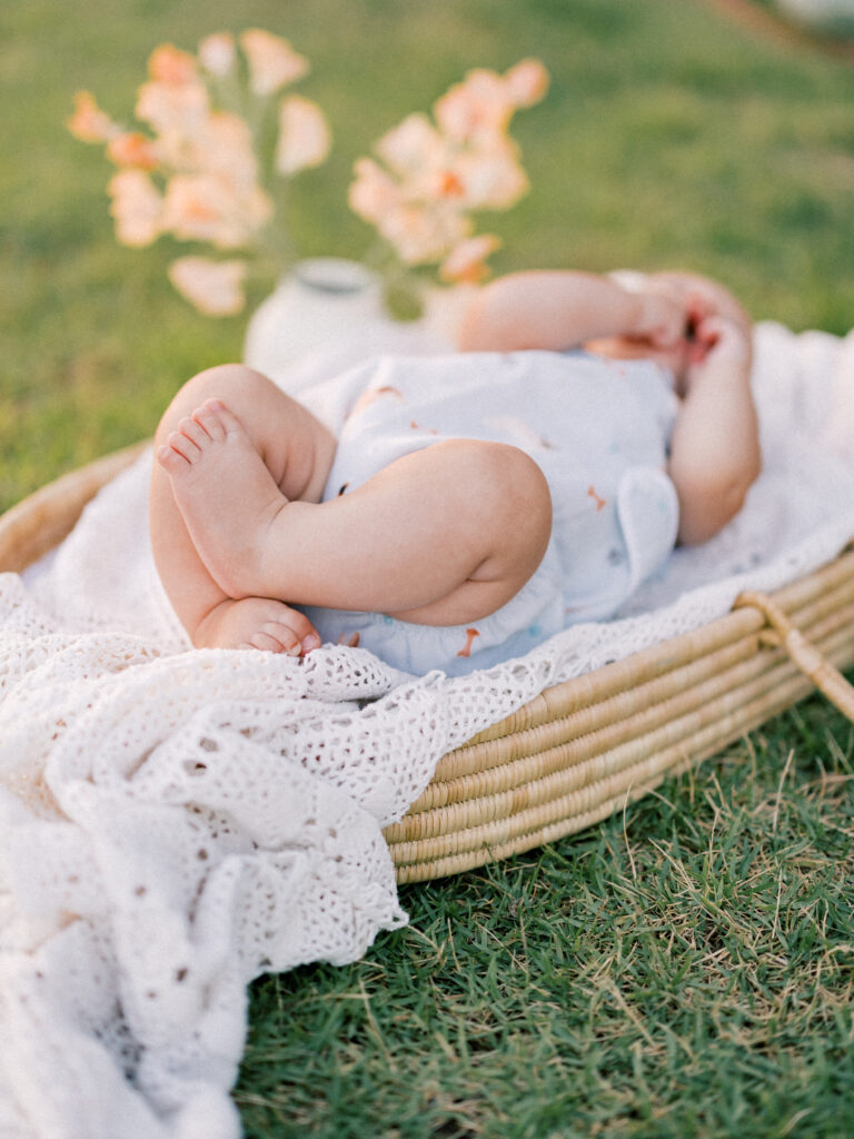 Baby basket photo at sunset